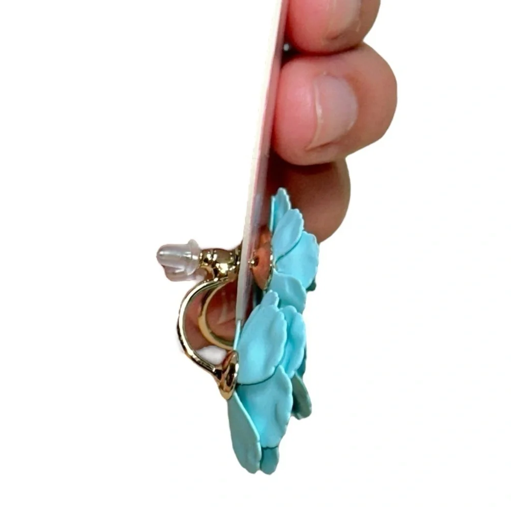 Anthropologie Serefina Poppy Ear Turquoise Blue Earrings
